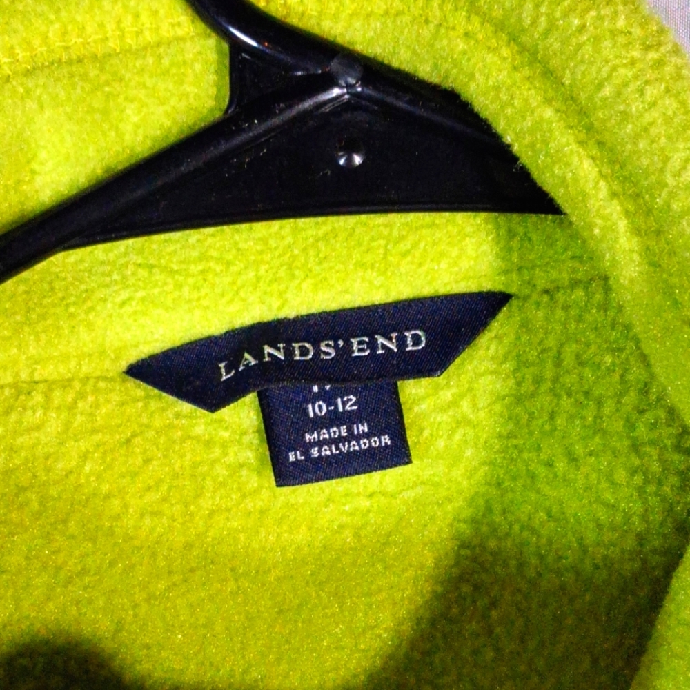 Womens Lands End 10-12 Fleece Chartreuse/Lime Green Jacket Like New - Picture 2 of 12
